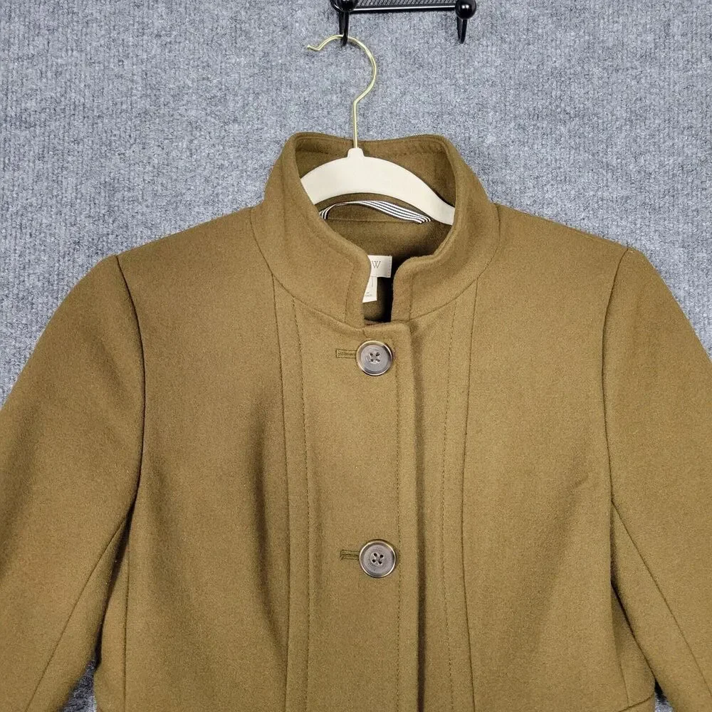 J CREW 52510 Green Wool Button Front Skirted Dress Coat SIZE 00 - Picture 5 of 11